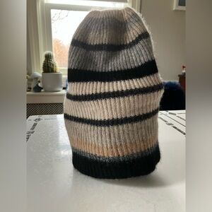 White + Warren Cashmere Hat Beanie Stripes